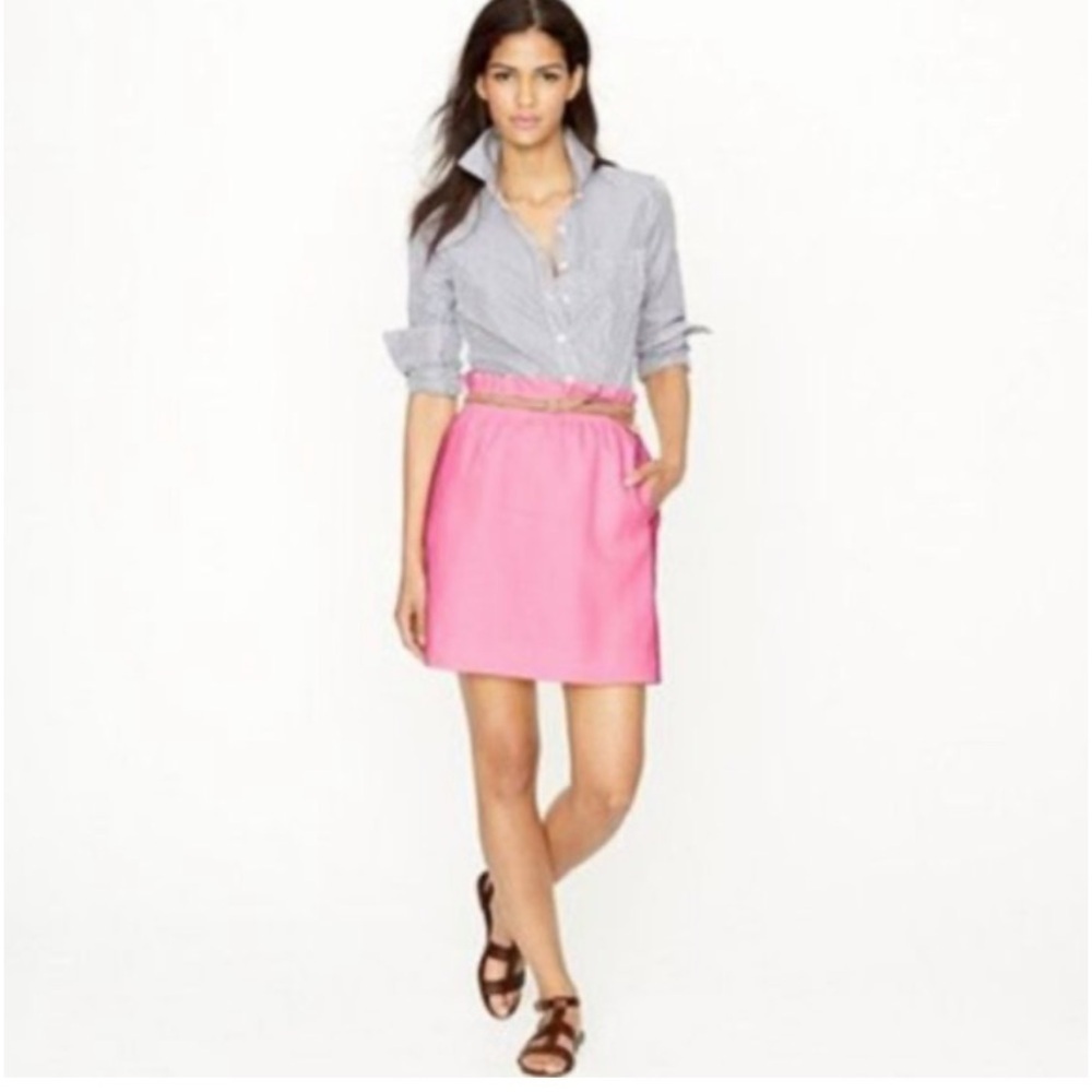 J.Crew NWT Linen Cotton Blend Pink Paper Bag Skirt Size 16